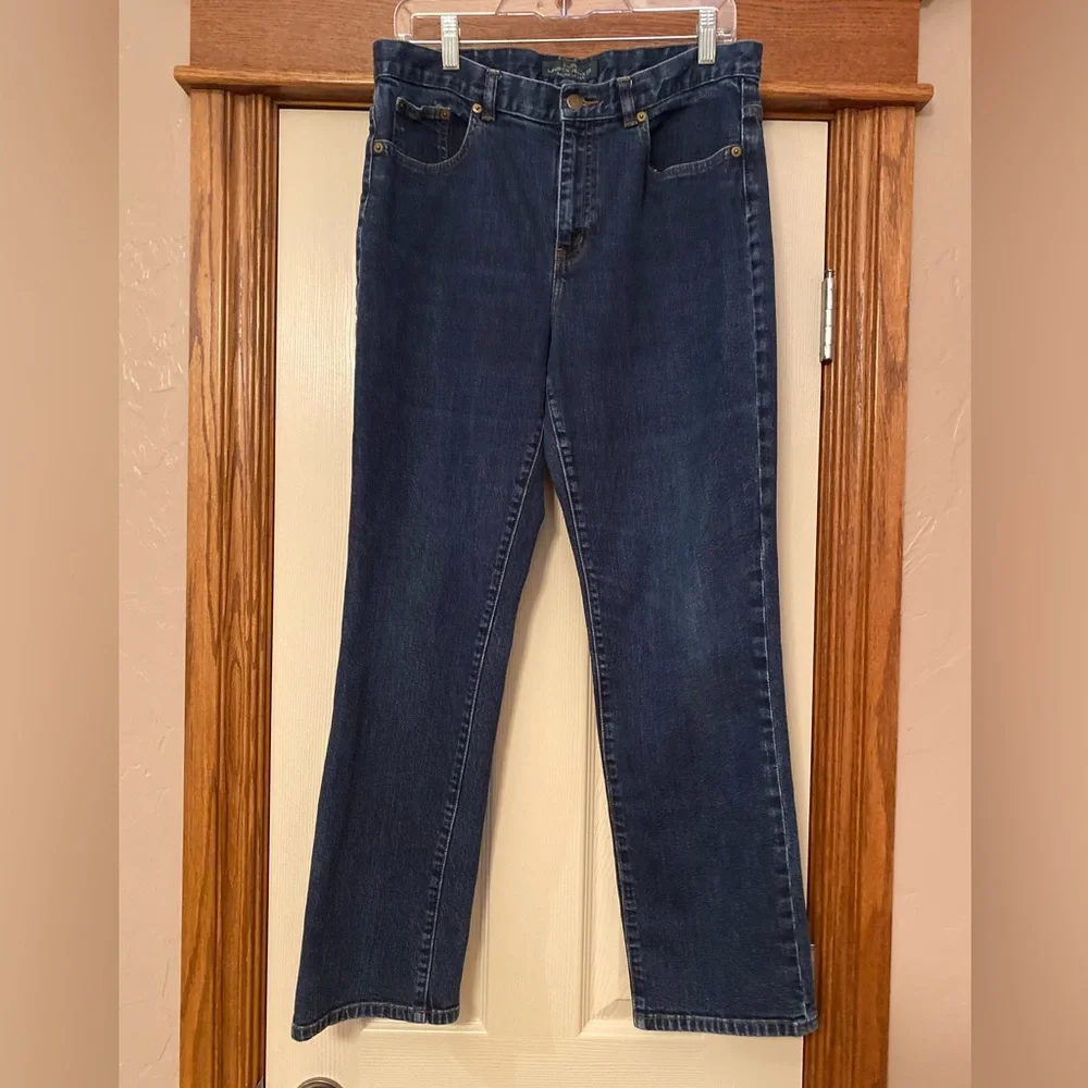 Lauren Ralph Lauren Womens Dark Blue Denim Jeans Sz 12 Straight Leg - Picture 1 of 10